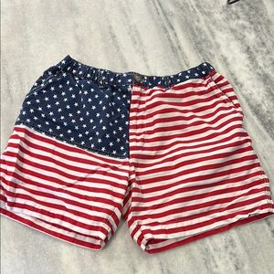 Chubbies The Mericas 5.5" Inseam Shorts Large USA American Flag Red White Blue